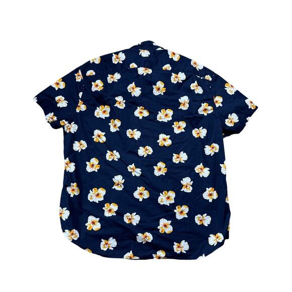 J. CREW Short Sleeved Button up collared shirt, size XL, Hawaiian Blue Flower - Picture 2 of 8